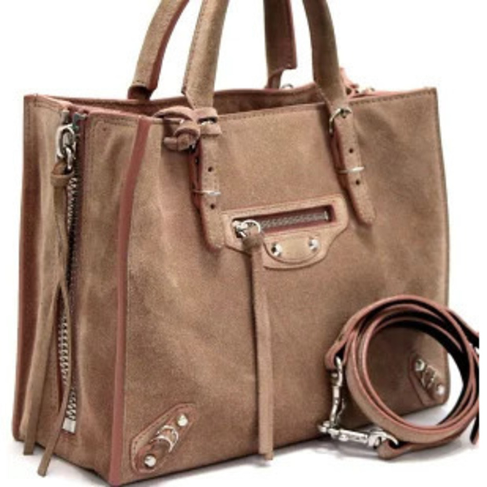 Balenciaga Paper Bag Suede Calfskin Pink Beige - Picture 2 of 6